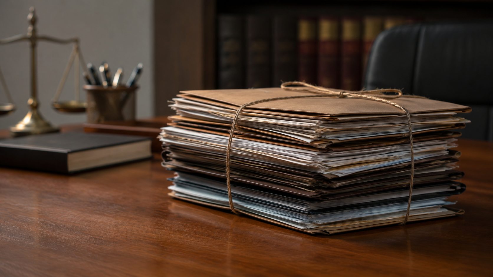 Mesa de trabalho elegante e legal representando prescrição intercorrente em execução fiscal